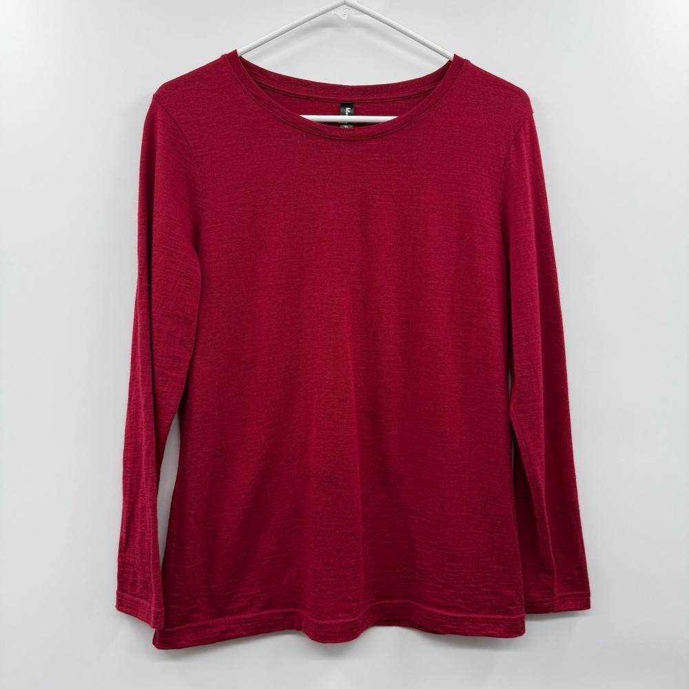 Merino Protect 100% Merino Wool T Shirt Long Sleeve Women's Large - red